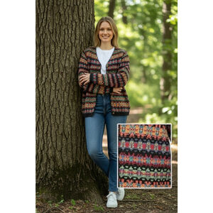 L.L. Bean Fair Isle Cardigan Womens Medium USA Cotton Colorful Knit Sweater